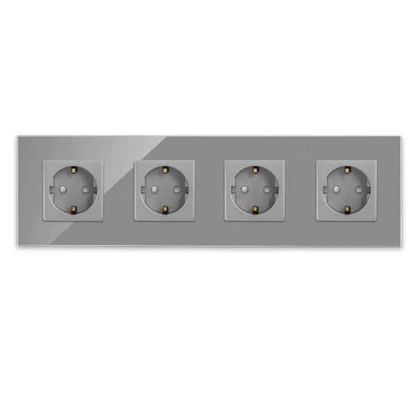 Vetria Glazen Stopcontact 4-voudig - Grijs — Vetria glazen schakelmateriaal