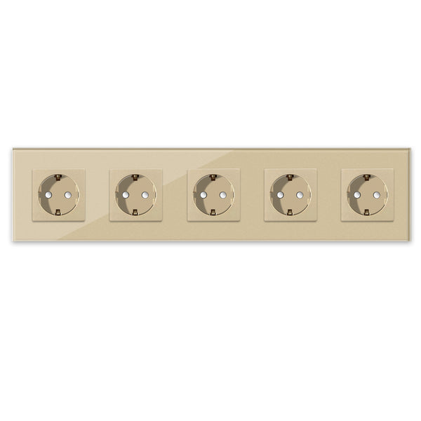 Vetria glazen stopcontact 5-voudig goud — Vetria glazen schakelmateriaal