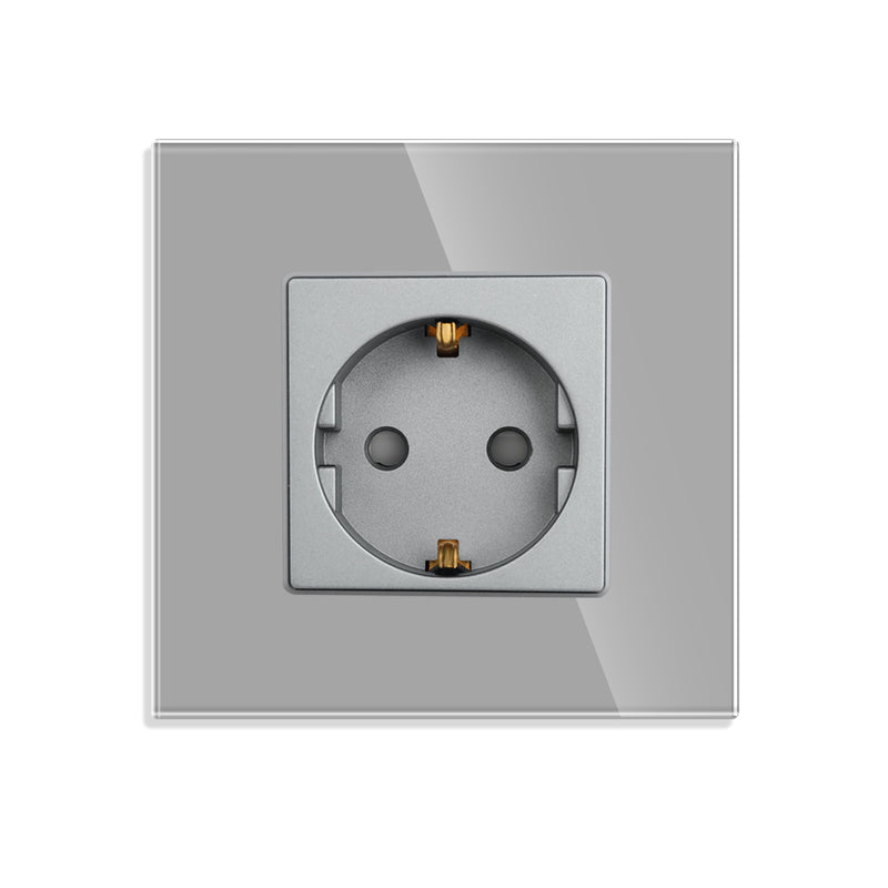 Vetria glazen stopcontact enkel grijs