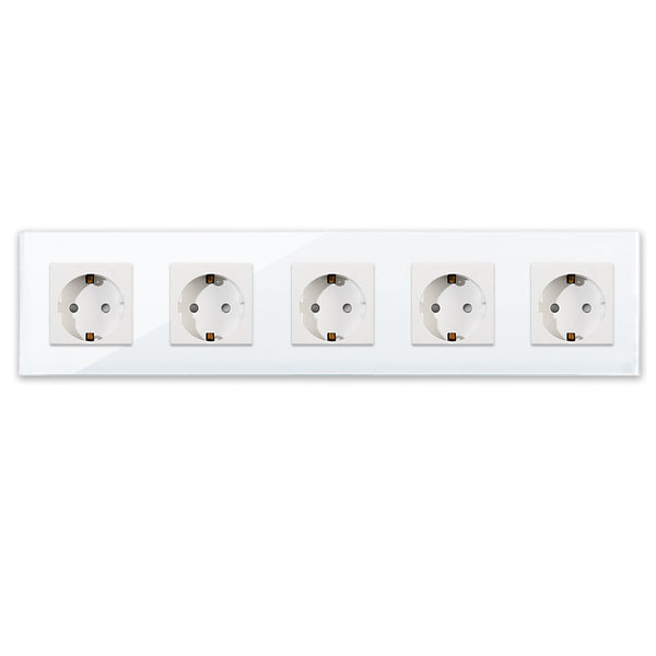 Vetria glazen stopcontact 5-voudig wit — Vetria glazen schakelmateriaal