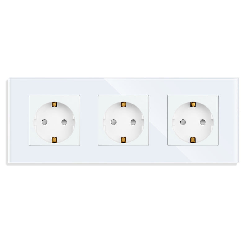 Vetria glazen stopcontact 3-voudig wit