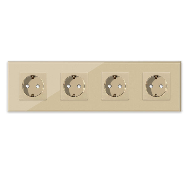 Vetria glazen stopcontact 4-voudig goud — Vetria glazen schakelmateriaal