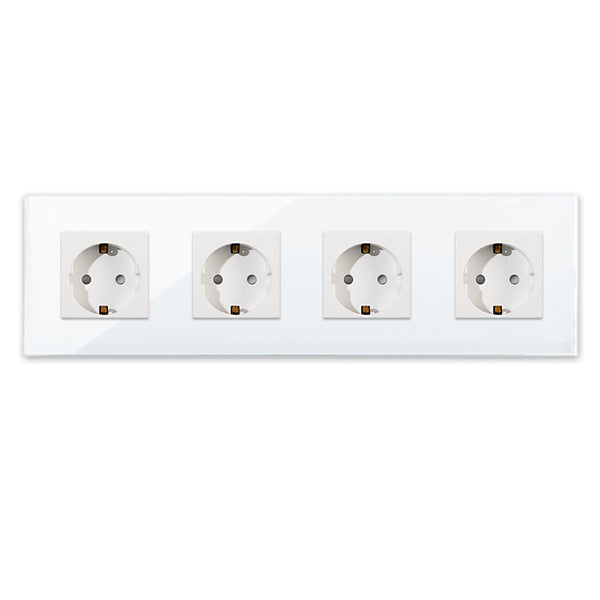 Vetria glazen stopcontact 4-voudig wit — Vetria glazen schakelmateriaal